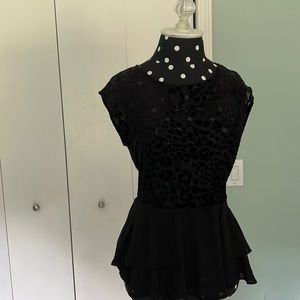 Black sheer leopard print blouse